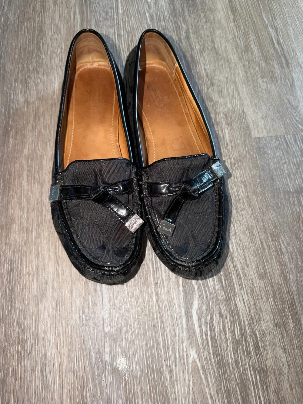 Rare early 2000s Vintage Coach Frida black signature logo print canvas loafers